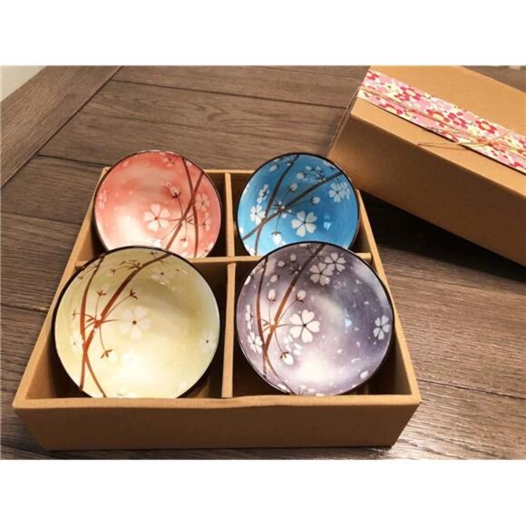 Mose Cafolo ~ Set of 4, Japanese Style Ceramic Rice Bowl - Picture 7 of 8